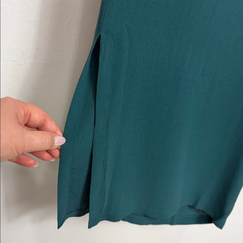 Eileen Fisher 100% Silk Cropped Pull On Pants Teal Green XL NWT